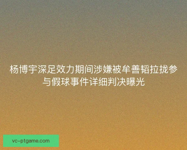 杨博宇深足效力期间涉嫌被牟善韬拉拢参与假球事件详细判决曝光 杨博宇深足效力期间涉嫌被牟善韬拉拢参与假球事件详细判决曝光