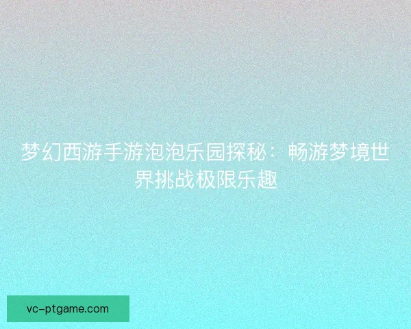 梦幻西游手游泡泡乐园探秘：畅游梦境世界挑战极限乐趣